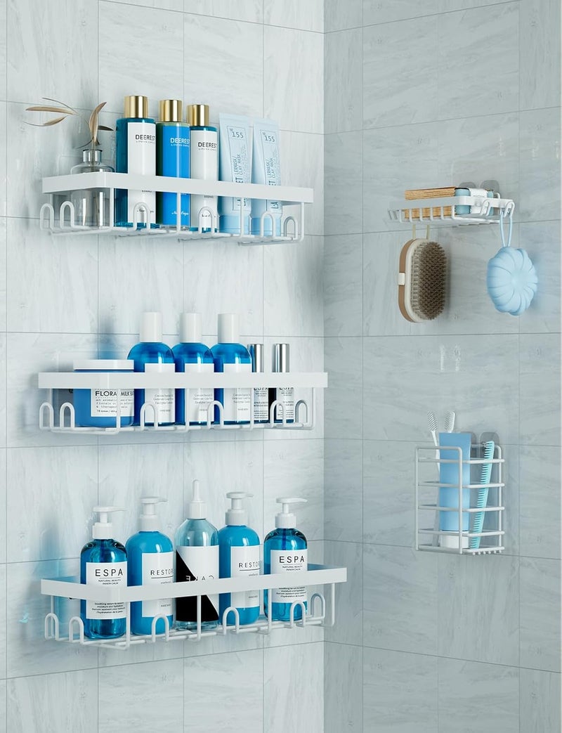 GVY Shower Caddy 5 Pack, Adhesive Shower Organizer Bathroom Shelves,Rustproof Bathroom Organizers and Storage for Home Decor, No Drilling Shower Shelves for Apartment Essentials - Image 1